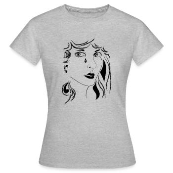Femme triste - T-shirt Femme - gris chiné - Devant - AI Model Female 172 dark (172cm)