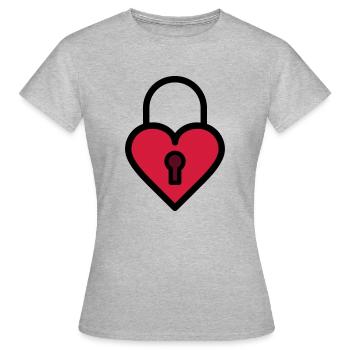 Cadenas, serrure d'amour - T-shirt Femme - gris chiné - Devant - AI Model Female 172 dark (172cm)