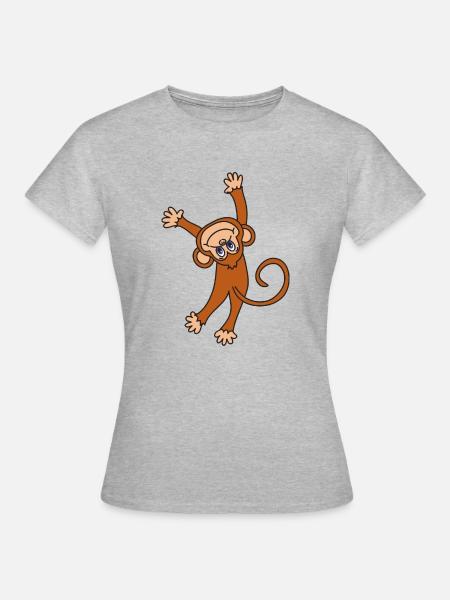 Affe Schimpanse - Frauen T-Shirt - Grau meliert
