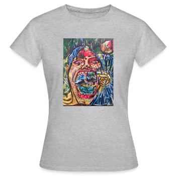 Auf der Insel - Frauen T-Shirt - Grau meliert - Vorne - AI Model Female 172 dark (172cm)