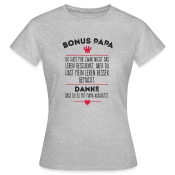 Bonus Papa Beau-père Bonus Papa Père Disant - T-shirt Femme - gris chiné - Devant - AI Model Female 172 dark (172cm)