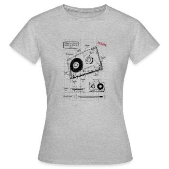 Cassette audio plan - T-shirt Femme - gris chiné - Devant - AI Model Female 172 dark (172cm)