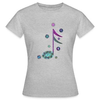 🎭 Double Croche Arlequin, Rythme et Fantaisie ! - T-shirt Femme - gris chiné - Devant - AI Model Female 172 dark (172cm)