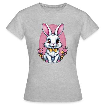 Häschen - Frauen T-Shirt - Grau meliert - Vorne - AI Model Female 172 dark (172cm)