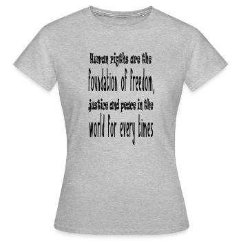 Les droits de l homme - T-shirt Femme - gris chiné - Devant - AI Model Female 172 dark (172cm)