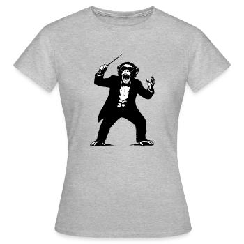 Chef d’orchestre singe dans The Monkey Dance Orchestra - T-shirt Femme - gris chiné - Devant - AI Model Female 172 dark (172cm)