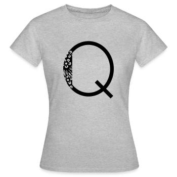 Buchstabe Q - Frauen T-Shirt - Grau meliert - Vorne - AI Model Female 172 dark (172cm)
