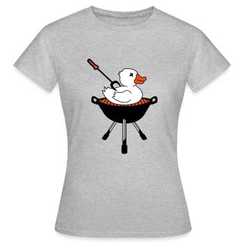 grillen bbq kochen essen hunger kueche lecker chef - Frauen T-Shirt - Grau meliert - Vorne - AI Model Female 172 dark (172cm)