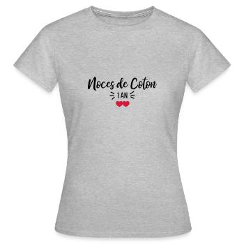 noces de Coton - T-shirt Femme - gris chiné - Devant - AI Model Female 172 dark (172cm)