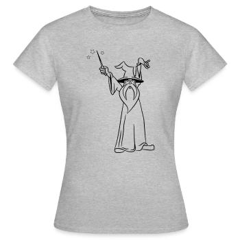 zauberer Zauberstab böse angriff - Frauen T-Shirt - Grau meliert - Vorne - AI Model Female 172 dark (172cm)