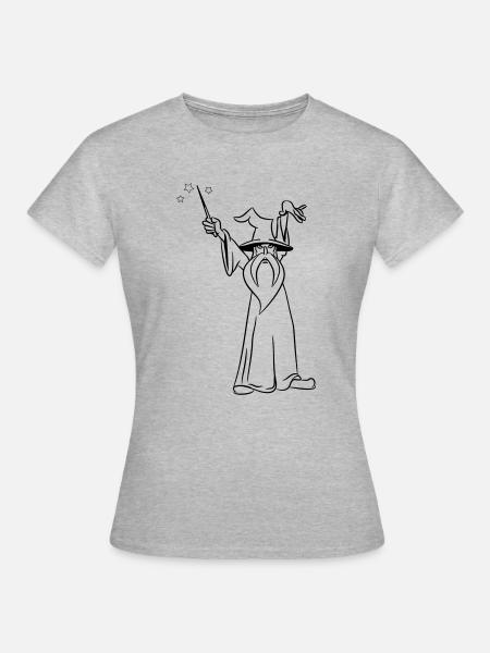 zauberer Zauberstab böse angriff - Frauen T-Shirt - Grau meliert