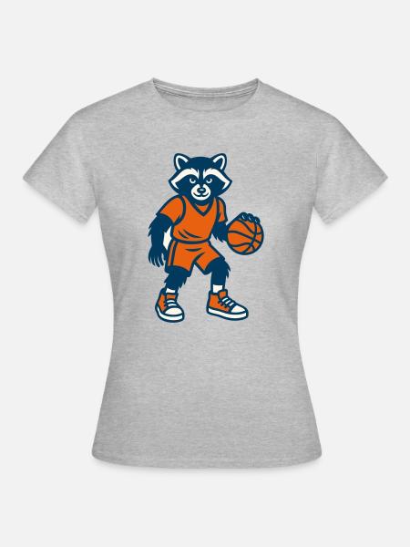 Basketball Waschbär - Frauen T-Shirt - Grau meliert