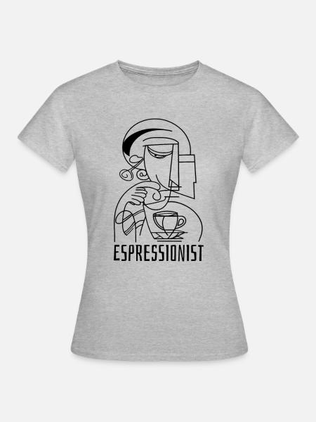 Espressionist - Espresso - Kaffee trinken - Frauen T-Shirt - Grau meliert