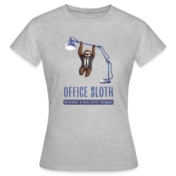 Büro Faultier / Office Sloth (englisch) - Frauen T-Shirt - Grau meliert - Vorne - AI Model Female 172 dark (172cm)