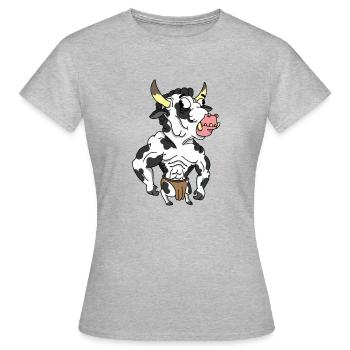 Kuh Stier - Frauen T-Shirt - Grau meliert - Vorne - AI Model Female 172 dark (172cm)