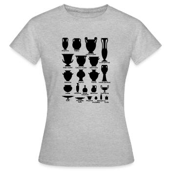 Antike Vasen mit Beschriftung - Frauen T-Shirt - Grau meliert - Vorne - AI Model Female 172 dark (172cm)
