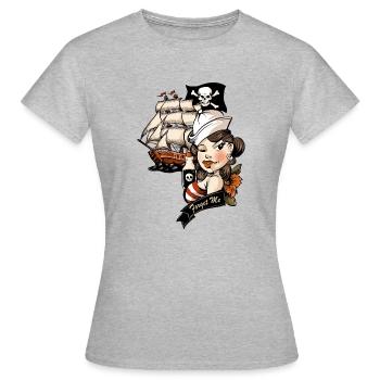 Piraten Liebe Tattoo - Frauen T-Shirt - Grau meliert - Vorne - AI Model Female 172 dark (172cm)