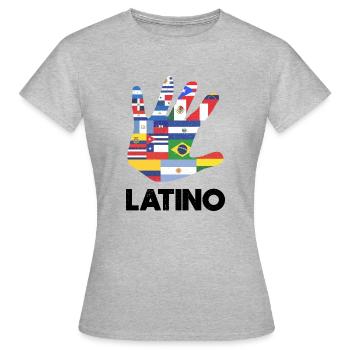Latino Lateinamerika Flaggen Schwarz - Frauen T-Shirt - Grau meliert - Vorne - AI Model Female 172 dark (172cm)
