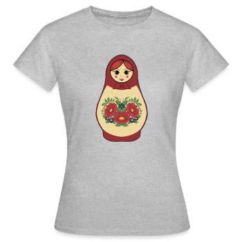 Matroschka Illustration - Frauen T-Shirt - Grau meliert - Vorne - AI Model Female 172 dark (172cm)