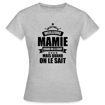 on est la meilleure mamie quand on le sait - T-shirt Femme - gris chiné - Devant - AI Model Female 172 dark (172cm)