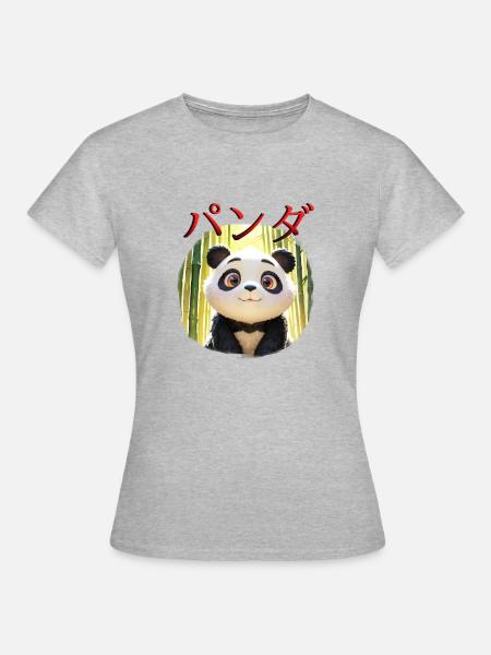 Niedliches Panda-Design - Frauen T-Shirt - Grau meliert