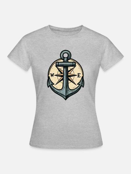 anker kompass - Frauen T-Shirt - Grau meliert