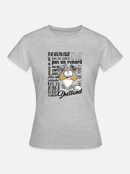 Ich bin Shetland - Blue Merle Tricolor EN - Frauen T-Shirt - Grau meliert