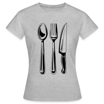 besteck symbol - Frauen T-Shirt - Grau meliert - Vorne - AI Model Female 172 dark (172cm)