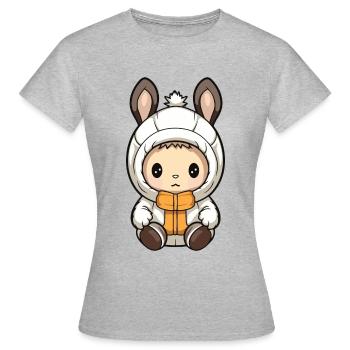 Bande dessinée de bébé animal d’hiver lapin - T-shirt Femme - gris chiné - Devant - AI Model Female 172 dark (172cm)