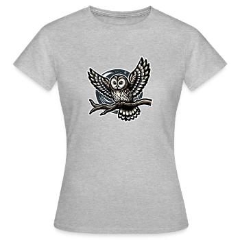 Waldkauz Eule Kauz - Frauen T-Shirt - Grau meliert - Vorne - AI Model Female 172 dark (172cm)