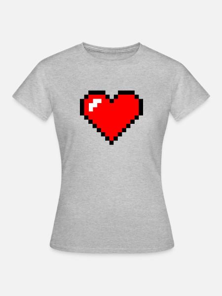 herzpixel - Frauen T-Shirt - Grau meliert