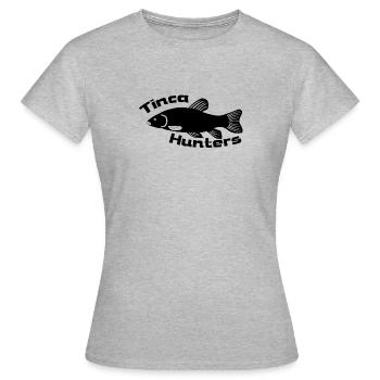 Logo Tincahunters - Frauen T-Shirt - Grau meliert - Vorne - AI Model Female 172 dark (172cm)