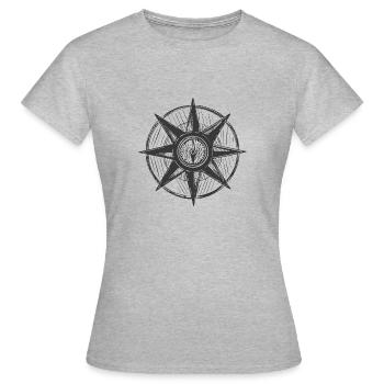 Kompass -gezeichnet - Retro -Seefahrt - Frauen T-Shirt - Grau meliert - Vorne - AI Model Female 172 dark (172cm)