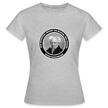 Schopenhauer fate playing cards saying quote - Women's T-Shirt - heather grey - Front - AI Model Female 172 dark (172cm)