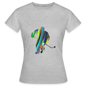 Eishockey, Hockey, Graffiti, bunt, stencil - Frauen T-Shirt - Grau meliert - Vorne - AI Model Female 172 dark (172cm)