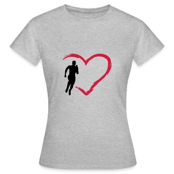 Coureur et coeur, cours - T-shirt Femme - gris chiné - Devant - AI Model Female 172 dark (172cm)