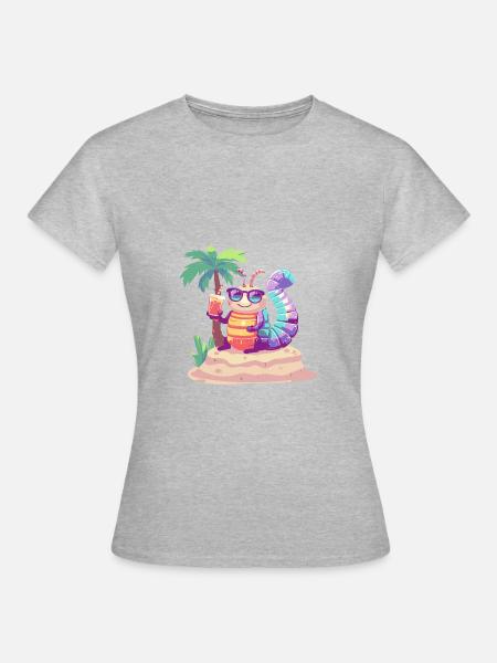 Wurm Sommer Urlaub - Frauen T-Shirt - Grau meliert