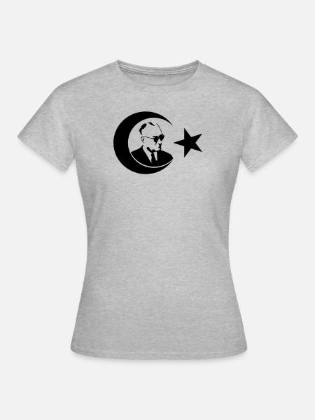 Ay yildiz Ataturk - T-shirt dam - gråmelerad