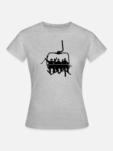 Winter - Skifahrer Sessellift - Frauen T-Shirt - Grau meliert