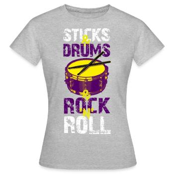 Sticks and Drums and Rock'n'Roll - Women's T-Shirt - heather grey - Front - AI Model Female 172 dark (172cm)