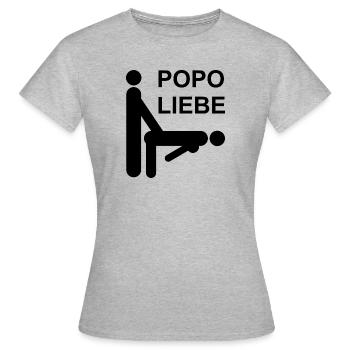 Popo Liebe Sex Anal Doggy Geschenk Idee - Frauen T-Shirt - Grau meliert - Vorne - AI Model Female 172 dark (172cm)