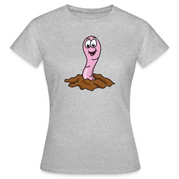 Regenwurm - Frauen T-Shirt - Grau meliert - Vorne - AI Model Female 172 dark (172cm)
