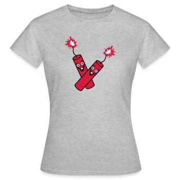 verrueckt 2 freunde team paar party kracher gesich - Frauen T-Shirt - Grau meliert - Vorne - AI Model Female 172 dark (172cm)