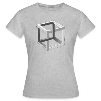 Illusion d'optique Cube - T-shirt Femme - gris chiné - Devant - AI Model Female 172 dark (172cm)