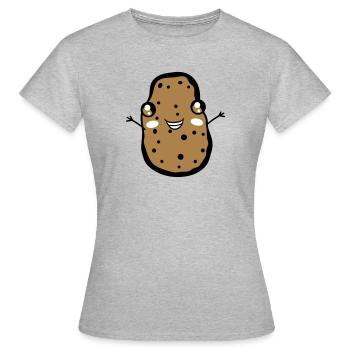 gluecklich klein suess niedlich lustig gesicht arm - Frauen T-Shirt - Grau meliert - Vorne - AI Model Female 172 dark (172cm)
