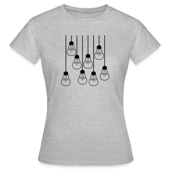 viele muster decke oben kabel haengen gluehbirne l - Frauen T-Shirt - Grau meliert - Vorne - AI Model Female 172 dark (172cm)