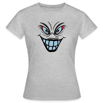 psychopath verrueckt clown joker grinsen mund fres - Frauen T-Shirt - Grau meliert - Vorne - AI Model Female 172 dark (172cm)