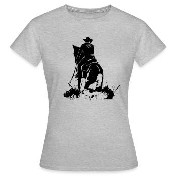 Westernriding - T-shirt Femme - gris chiné - Devant - AI Model Female 172 dark (172cm)
