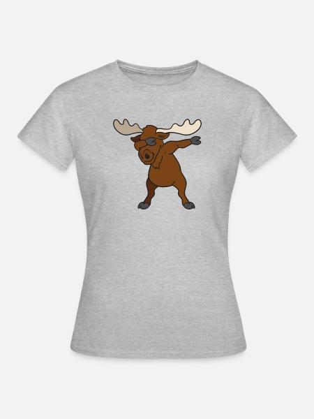 Dabbing Dab Elch - Frauen T-Shirt - Grau meliert
