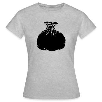 schwarz stoff beutel sack geschenk verpackt gefuel - Frauen T-Shirt - Grau meliert - Vorne - AI Model Female 172 dark (172cm)